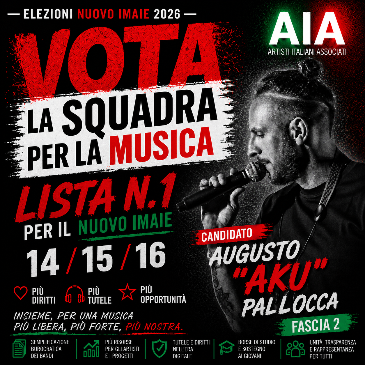 Augusto Aku Pallocca candidato La Squadra per la Musica Fascia 2