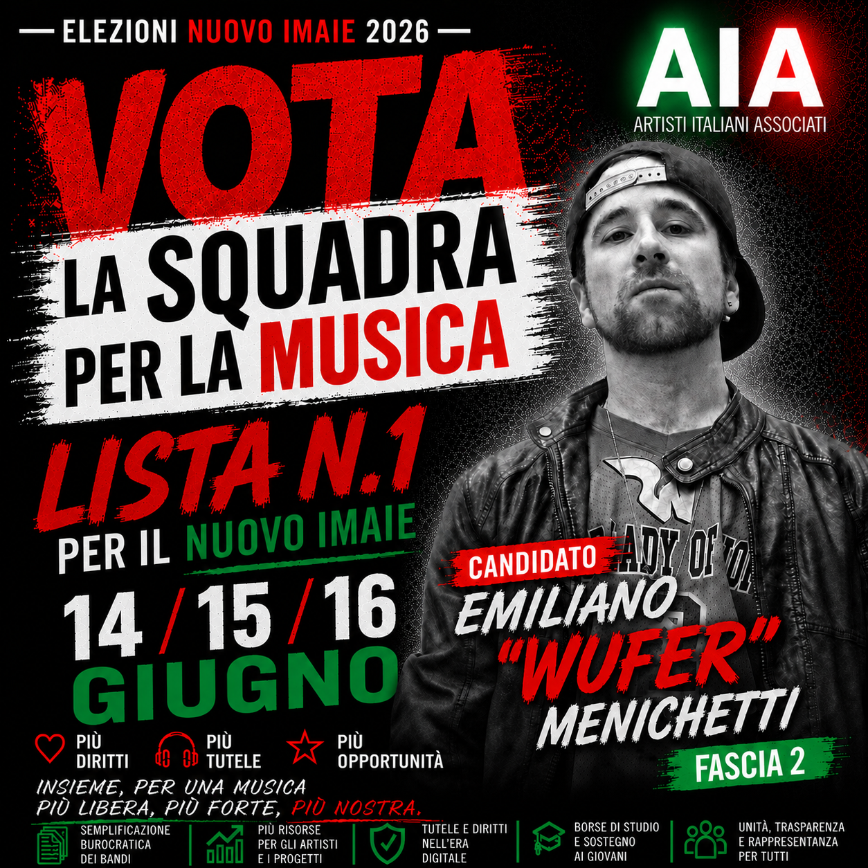 Emiliano Wufer Menichetti candidato La Squadra per la Musica Fascia 2