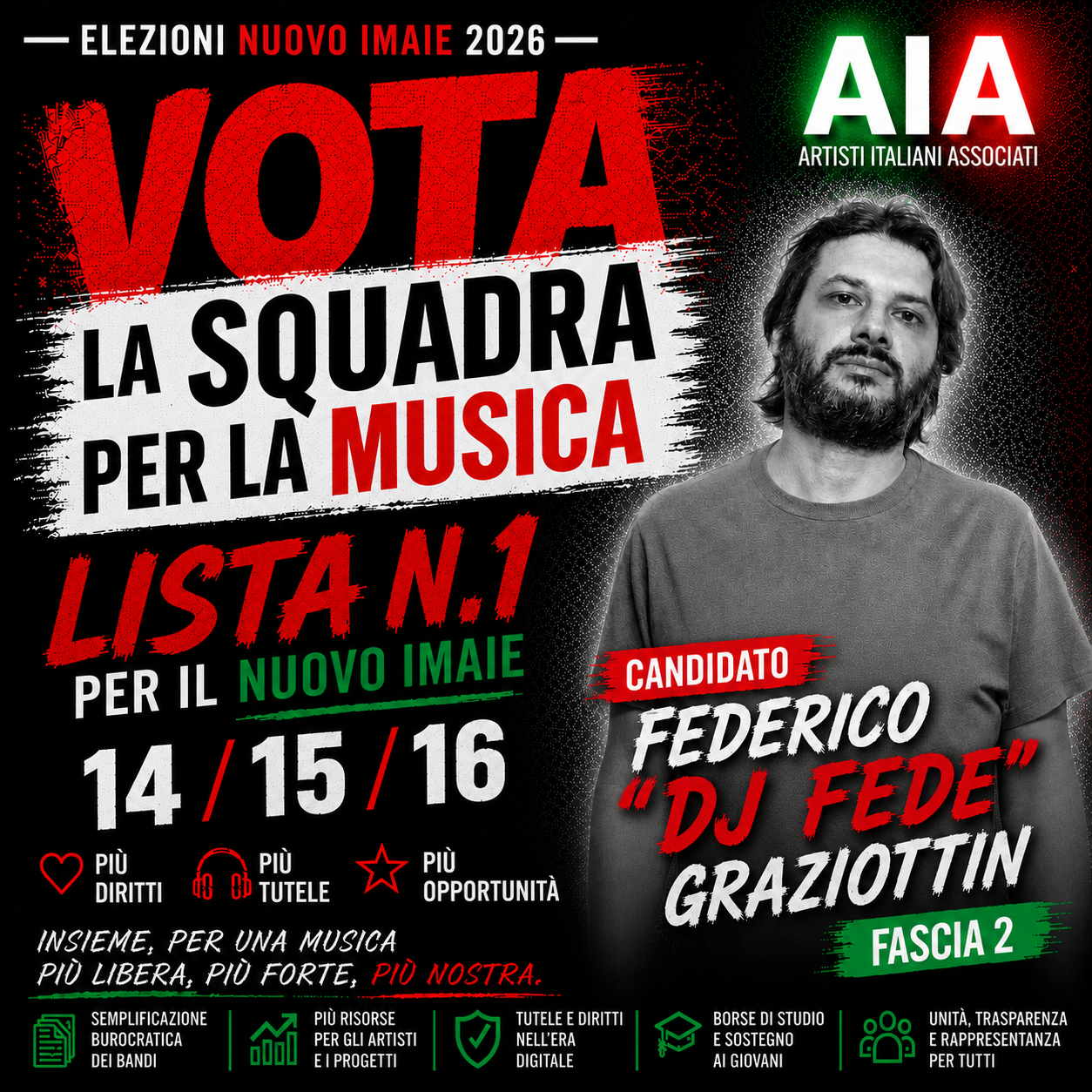 Federico DJ Fede Graziottin candidato La Squadra per la Musica Fascia 2