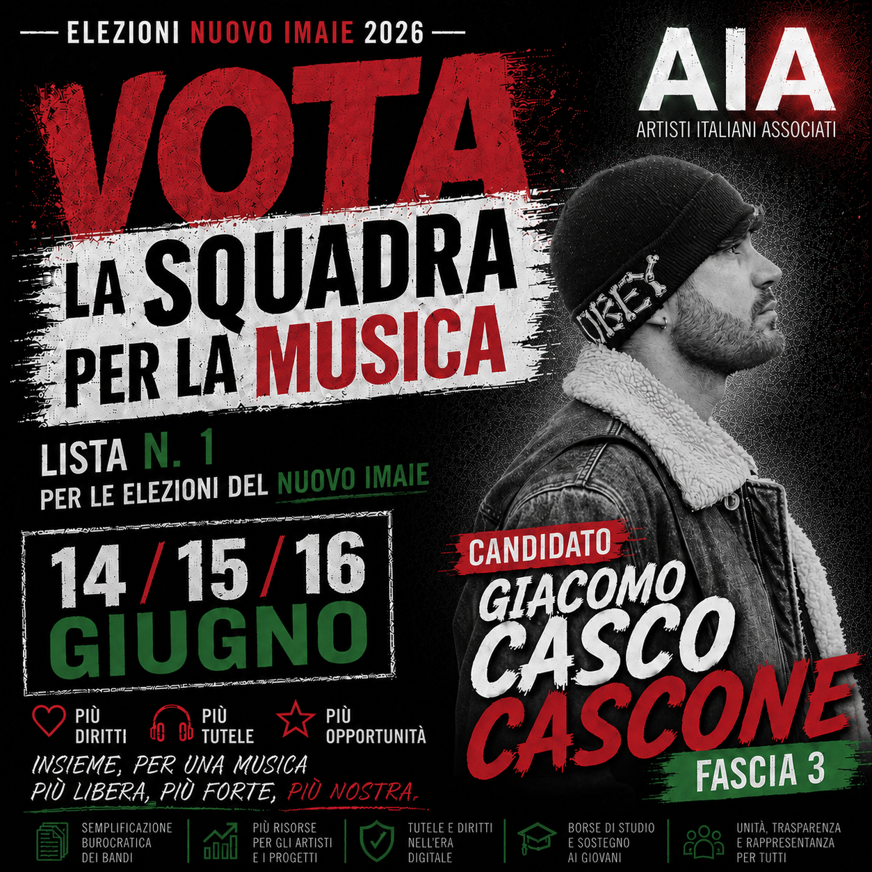 Giacomo Cascone candidato La Squadra per la Musica